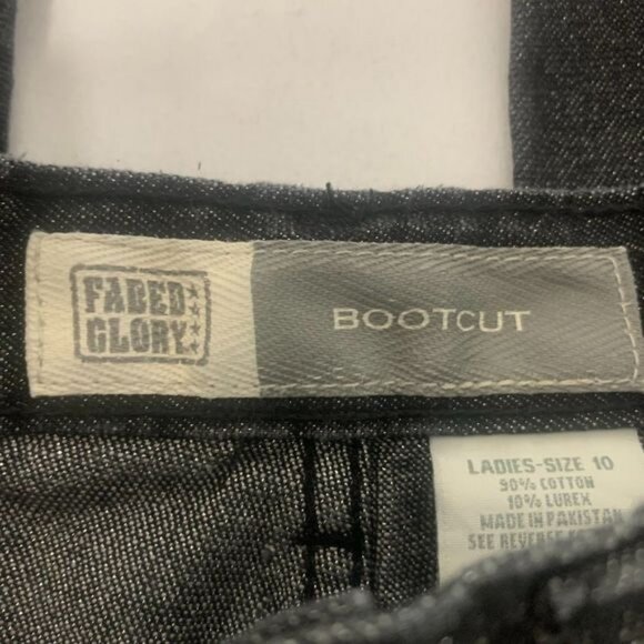 Faded Glory Bootcut Womens Jeans Size 10 Black Denim Cotton/Lurex - Picture 3 of 6